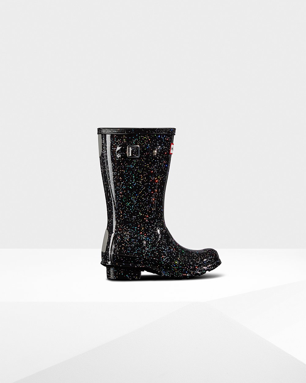 Botas de Lluvia Hunter Niños - Original Big Giant Glitter - Negros - VKOTBMZ-31